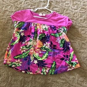 Gap kids small tropical floral swingy top 6/7 pink magenta